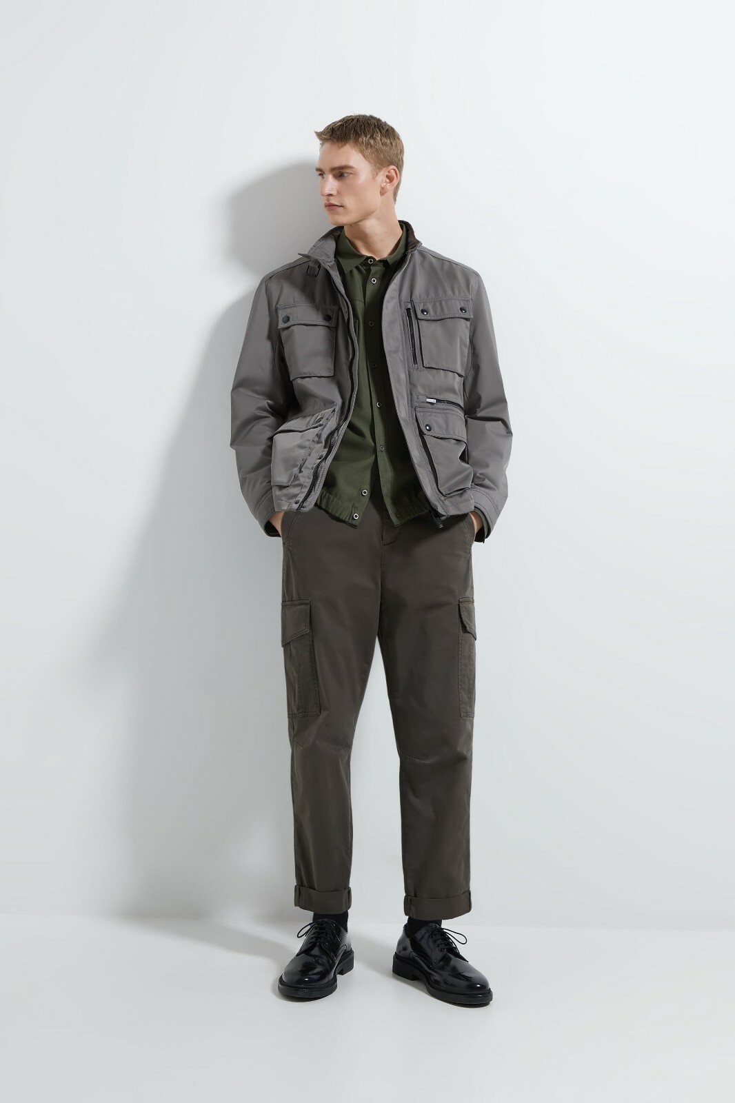 New Zara Water Repellent Puffer Jacket S Gray shirt jeans coat sweater overshirt image 2