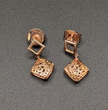 Vermeil Rose Gold over Sterling Silver 925 Geometric Dangle Earrings