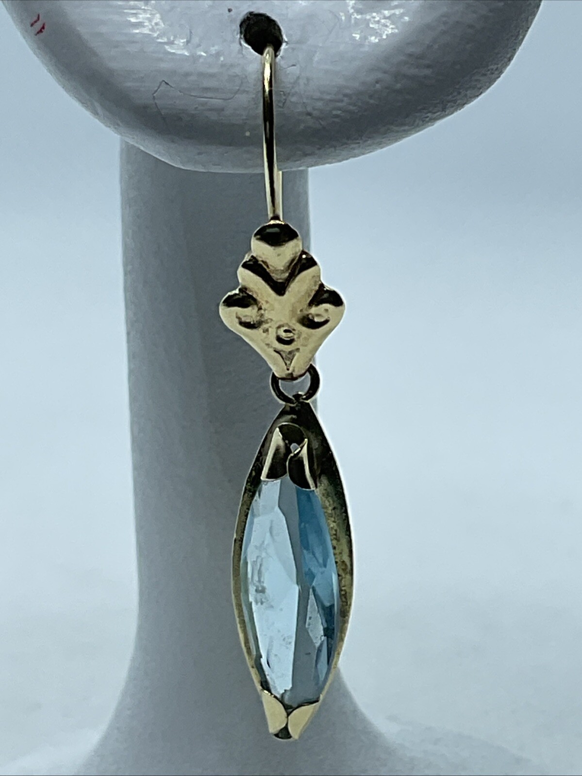 CUTE Solid 14K Yellow Gold Blue Simulated Stone D… - image 1