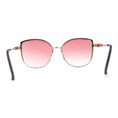 Womens Double Tone Metal Rim Designer Style Butterfly Sunglasses - 第 20/25 張圖片
