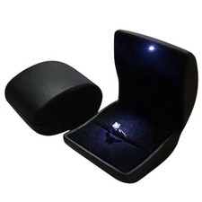 Deluxe Black LED Lighted Engagement Proposal Ring Gift Box Jewelry Gift Case