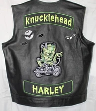 Mens KNUCKLEHEAD 1936-1947 Custom Leather Biker Motorcycle Vest Concealed Carry