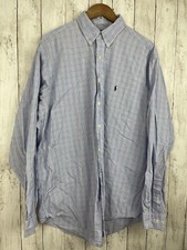 Ralph Lauren Polo Long Sleeve Button Down Dress Shirt Blue Checks Size 17 36/37