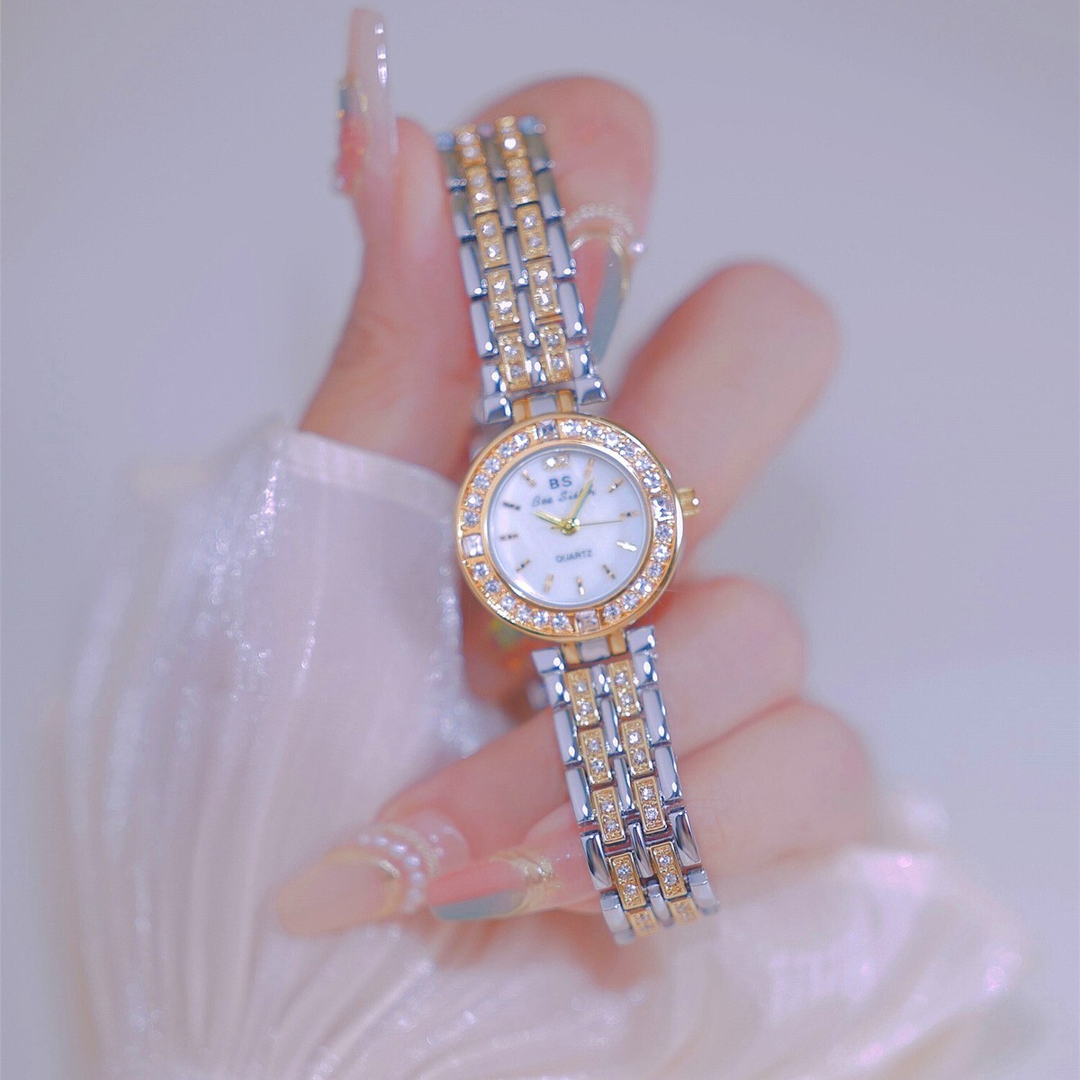 Luxury Women Watch Crystal Rhinestone Bracelet Two Tone  display picture 1