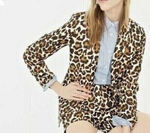 Neu J Crew "Parke" Leinenmischung Blazer Leopardenmuster Größe 10 - Bild 4 von 10