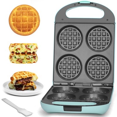 Multi Stuffed Waffle Maker Thick, 4-Slice with 1.2'' Thick & 4'' Dia, Belgian...