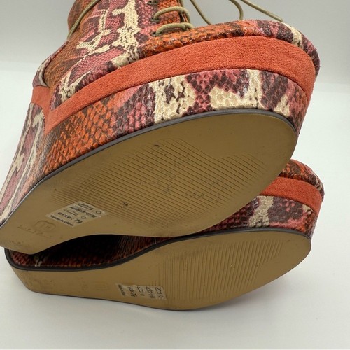 Michael Antonio Wedge Snake Print Leather-Suede Lace Up Boots Size 7.5 - Picture 9 of 16