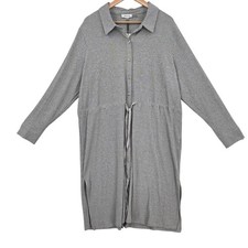 Calvin Klein Womens XL Gray Ribbed Cinched Waist Long Sleeve Dress NWT