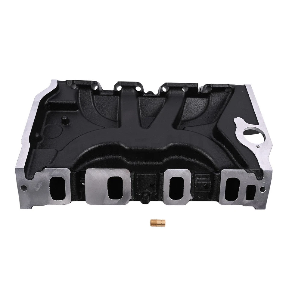 Colector de admisión para Ford FE 390 406 410 427 NEGRO aluminio plano doble R1148 Foto 2 de 4