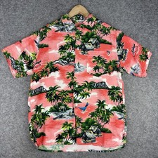 Vintage 1950s Luau Sportswear Hawaiian Shirt Loop Collar 100 Rayon Medium Aloha