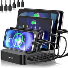 6-Port USB Charging Station Dock Organizer for iPhone iPad Android Tablet