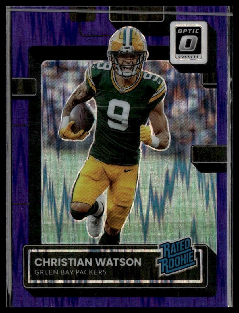 2022 Donruss Optic #219 Christian Watson Purple Shock