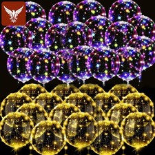 10-50PCS 20" LED Light Up BOBO Balloons w/String Lights for Birthday Christmas