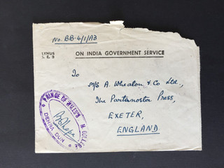 T INDIA 1951 DEHRA DUN PRINCE OF WALES COLLEGE CACHET ON COVER TO EXETER GB