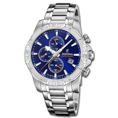 Festina Herrenuhr Timeless Chronograph Armbanduhr Edelstahl silber UF20704/2