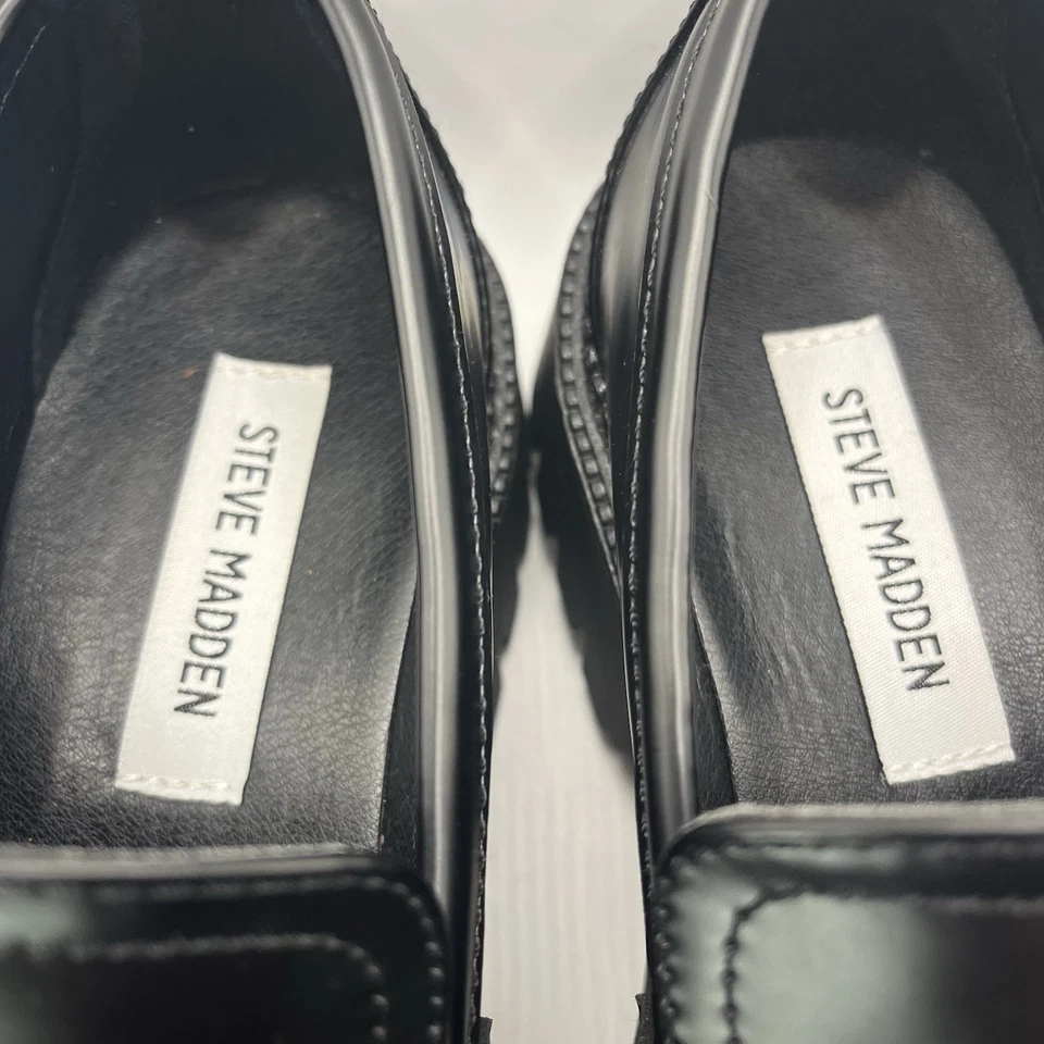 Steve Madden Women’s 8 Aerin Chunky Platform Loafers Black With Plastic Chain - Image 4 of 4