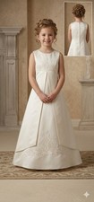Light Ivory Satin Flower Girl Formal Dress, sz 5