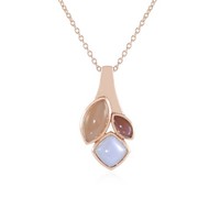 Cavill 925 Silber Mondstein Halskette RoséVergoldet 2,38Ct Pfirsich