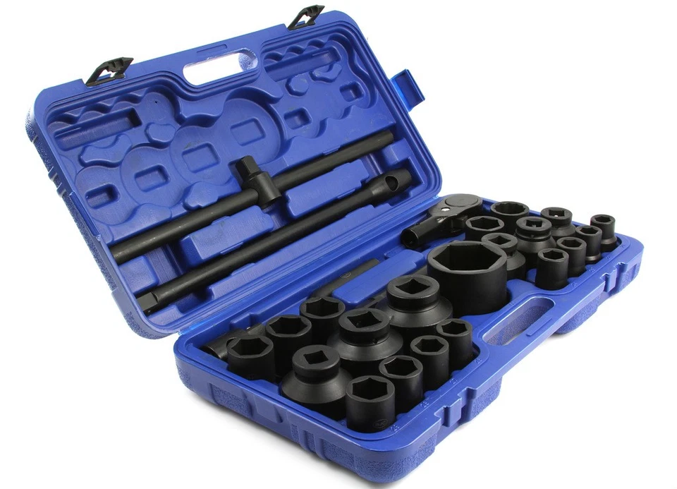 BJC Juego de llaves de vaso 3/4 1 pulgada 26 piezas juego de tuercas de impacto CRMO maletín