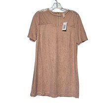 My Together Blush Boho Pink Faux Suede Fringe Back Mini Dress Size M