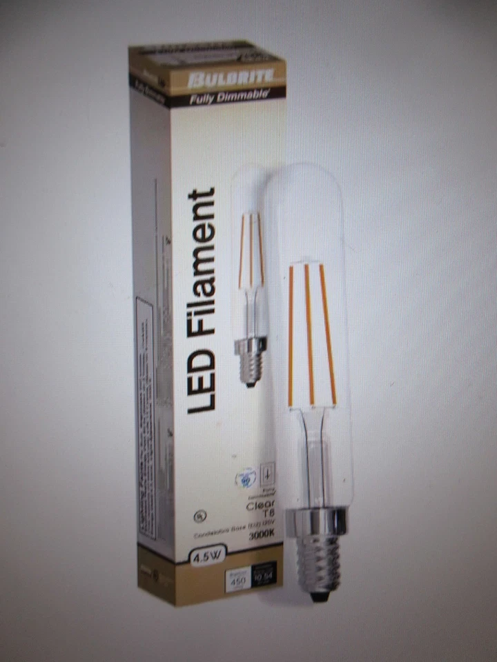 Bulbrite 40W Equivalent Soft White Light T8 E12 Candelabra Screw Base 4PK - Image 2 of 4