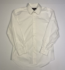 BERGAMO New York Men's Size Large L 16.5 Casual White Cotton/Polyester Button Up