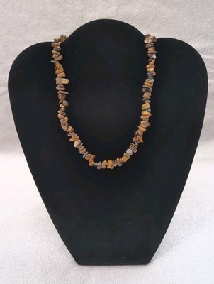 Unbranded Tigers Eye Necklace Brown Stone Polished Nugget 17''+2'' Adjustable Boho