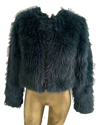 NWT Fabulous SO GOODS FOR LIFE Long Pile Evergreen FAUX FUR JACKET Size Small