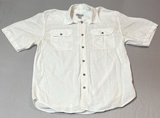Carhartt Chambray Short Sleeve Button Up Shirt Men  s Large White S200 Work Chore
