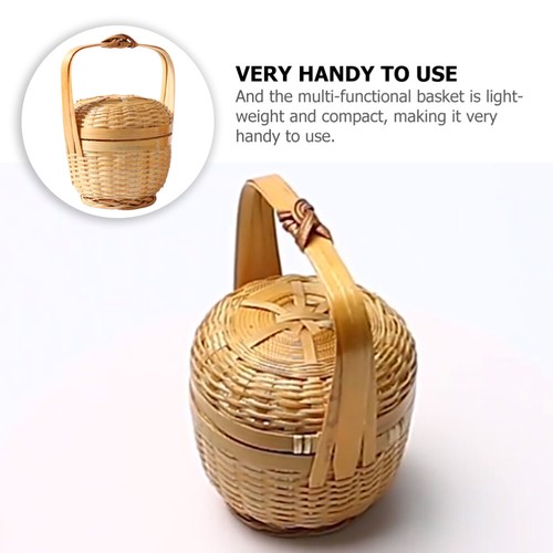 Cesta tejida de bambú de 1 pieza mini cesta cesta de dulces tejida portátil cesta tejida nueva - Imagen 4 de 12