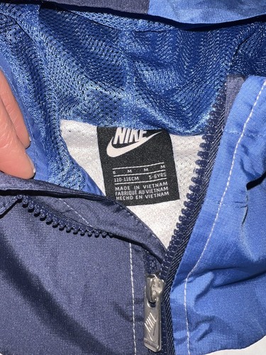 Nike Boys Full Zip Hooded Windbreaker Jacket Blue/White Size 6 NWOT - Picture 4 of 5