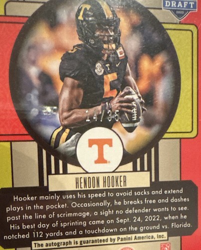 2023 PANINI LEGACY HENDON HOOKER ROOKIE SIGNATURE BLUE PRIZM SP RC #’d 14/35! - Picture 7 of 8