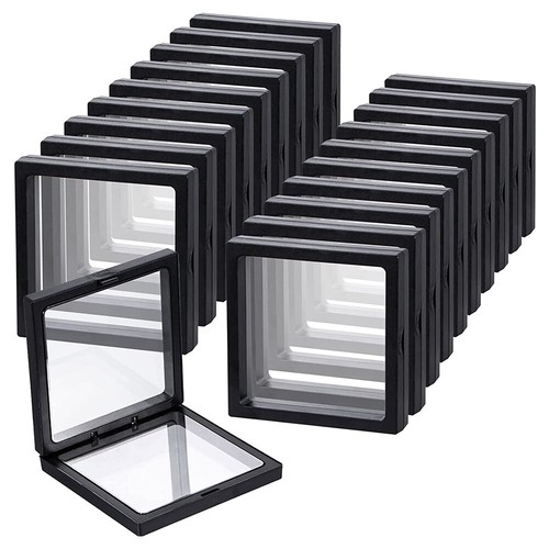 3D Floating Frame Shadow Box Holder Square Clear Jewelery Ring Coin Display Case - Picture 13 of 18