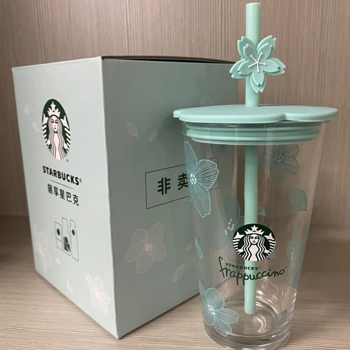Hot Starbucks Matcha Green Transparent Sakura Glass Straw Cup 14oz Tumbler Gift - Picture 4 of 17