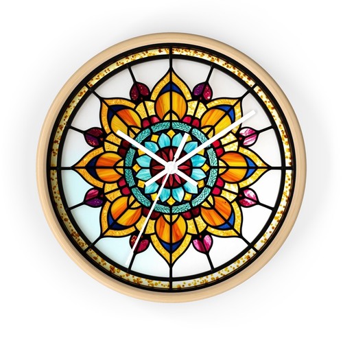 Mandala Reloj de Pared Vidrieras Imitación Oficina Reloj Estilo Boho Regalo para Mamá, - Imagen 11 de 19