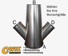 Doppelabzweig Rohrabzweig mit 2 Abgängen 45° gegenüber Absaugrohr Absaugtechnik