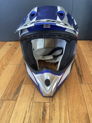 HJC Motocross helmet AC-X2 Silver And Blue With Visor Size XS | eBay