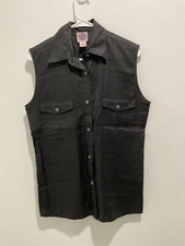 REAL CLOTHES By Saks Fifth Avenue Button Up Shirt Women's Small Black linen