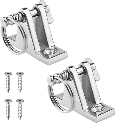 316 Stainless Steel Bimini Top Hinges - 90 Degree Deck Hinges With Removable Pin (2 Pack)