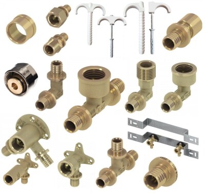 TECEflex Messing Fittings Rohr 16-32 Halter DVGW Winkel T-Stück Wandscheibe Ausw