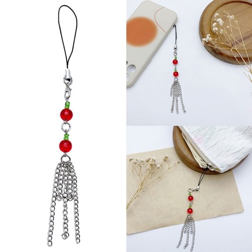 Glass Bead Tassels Hanging Pendant Phone Strap Cute Bag Decoration for Girls - Photo 2/8