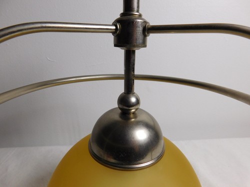 Pair of 1933 Art Deco Industrial Light Domed Glass Lamps Aluminum Rewired 8"X11" - Picture 5 of 17