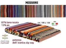 Missoni Blanket Plaid 130 x 190 cm with Fringes Soft Brushed Wool 87% PO 13%
