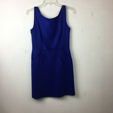 Milly Women's Blue Outside Seam Sleeveless Sheath Dress w/ Pockets - Size 4