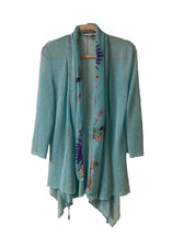 Alberto Makali cardigan sweater aqua w/contrast sz L