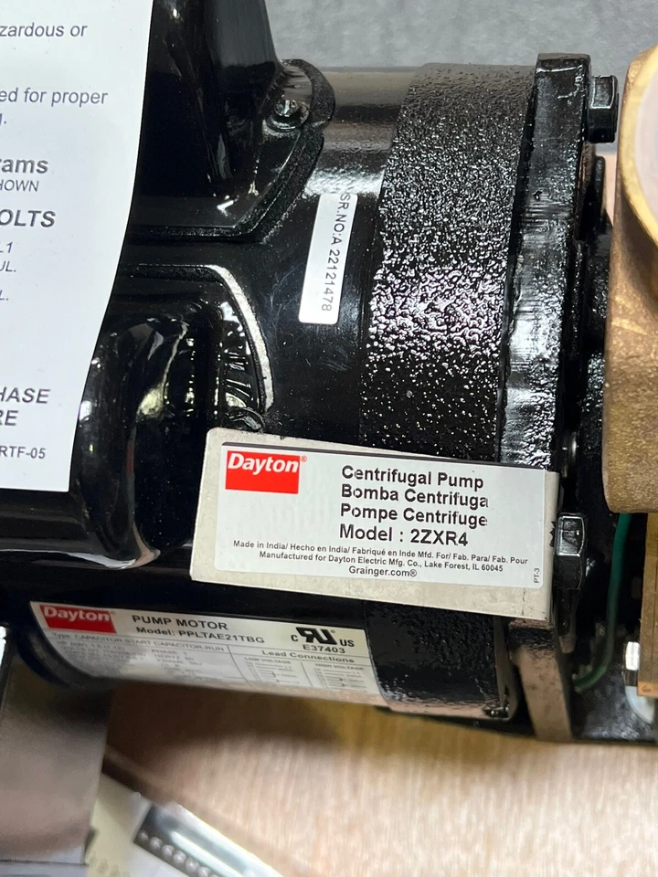 Dayton 2ZXR4 Centrifugal Pump 115/208-230V AC 1 1/2 HP 50 ft Max Head 1 1/2" Com - Image 2 of 4