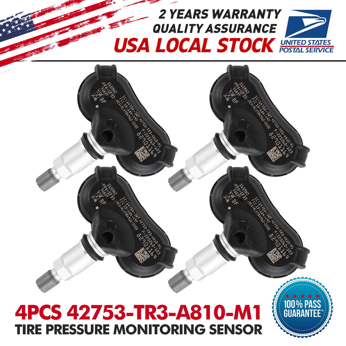 4PCS 42753-TR3-A810-M1 Tire Pressure Sensor Monitor TPMS Fit