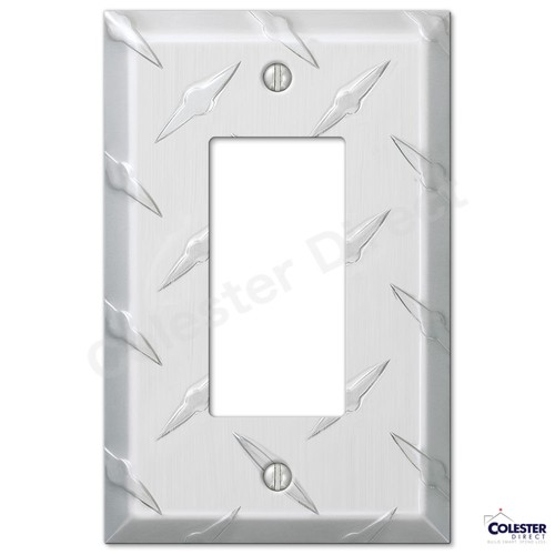 Diamond Plate Aluminum Wall Switch Plate Outlet Cover Toggle Rocker GFI Garage - Picture 5 of 19