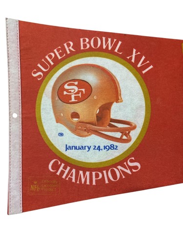 Banderín Oficial NFL SAN FRANCISCO CUARENTA NINERS 1982 Super Bowl XVI Campeones 🏈 - Imagen 2 de 4