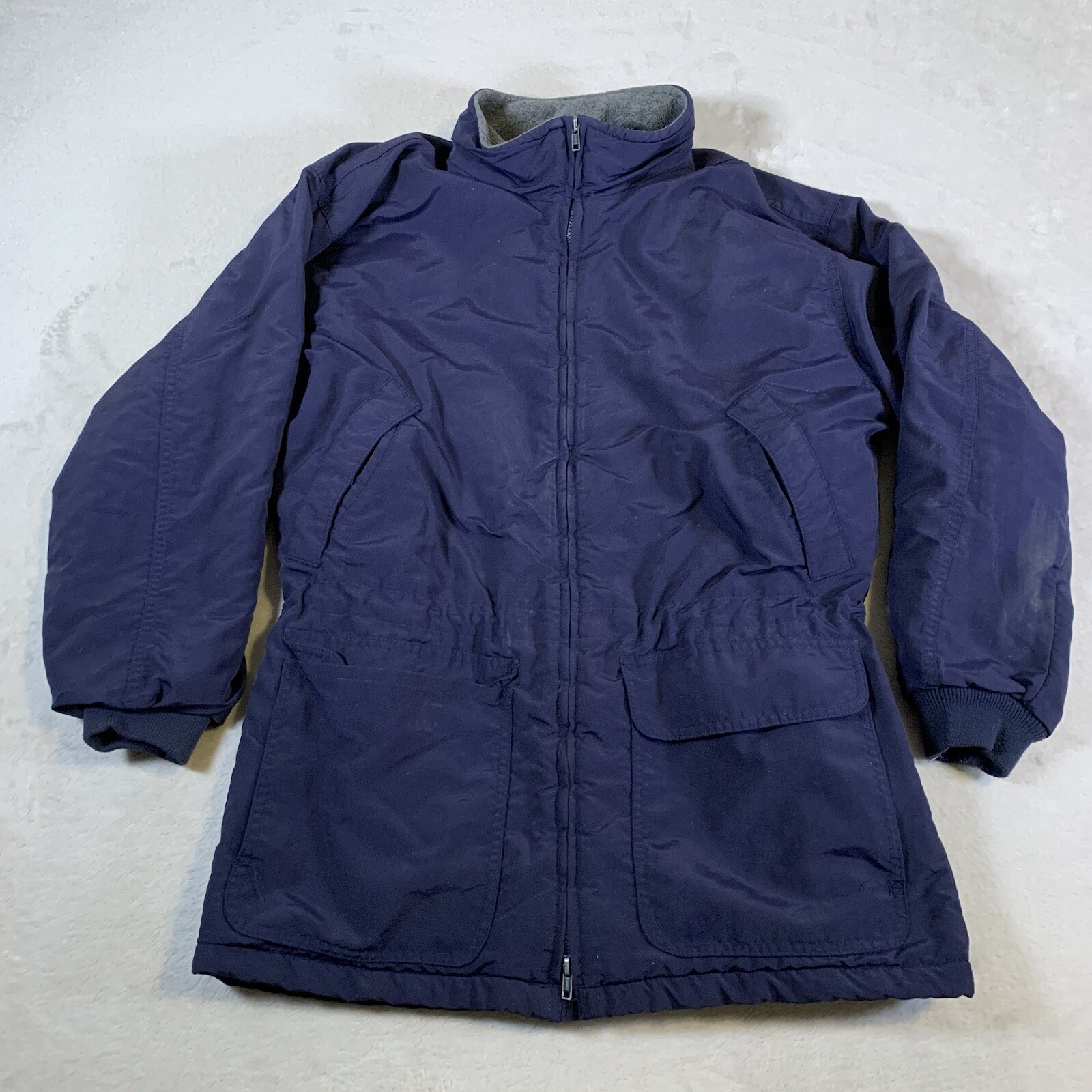 FILA Vintage J. Giacca Crew Uomo Piccola Blu Full Zip Foderata in Pile Remi Riscaldata Anni 90
